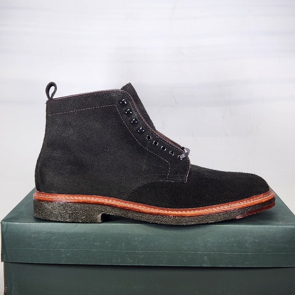 Alden Plain Toe Boot Mens Size 8.5 Black Reverse Earth Chamois D6839H